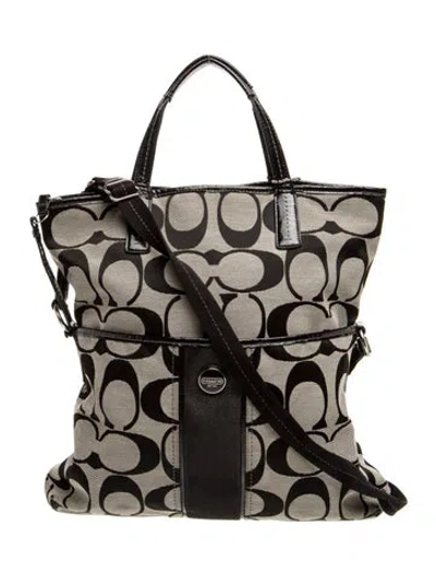 Pre-owned Coach Canvas Tote In Black