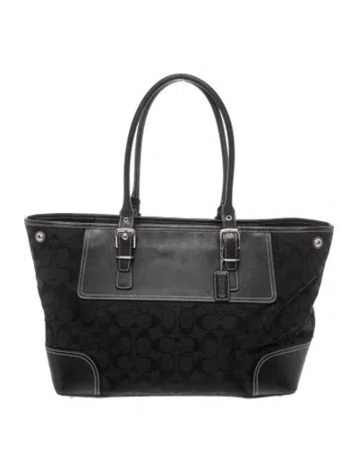Pre-owned Coach Canvas Tote In Black