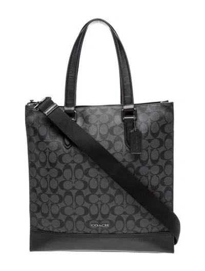 Pre-owned Coach Canvas Tote In Black