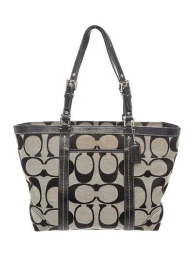 Pre-owned Coach Canvas Tote In Black/grey