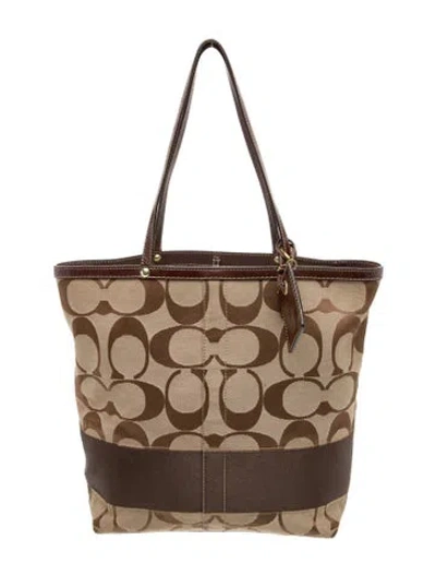 Pre-owned Coach Canvas Tote In Brown