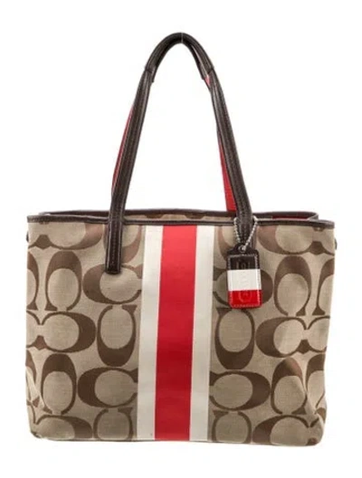 Pre-owned Coach Canvas Tote In Brown