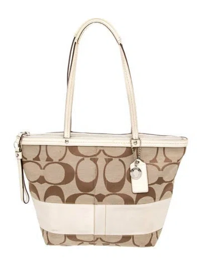 Pre-owned Coach Canvas Tote In Brown