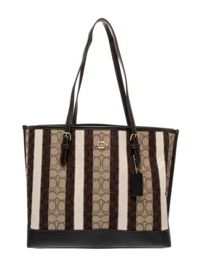 Pre-owned Coach Canvas Tote In Brown