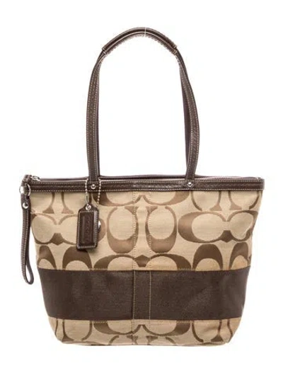 Pre-owned Coach Canvas Tote In Brown
