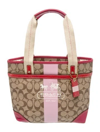 Pre-owned Coach Canvas Tote In Brown