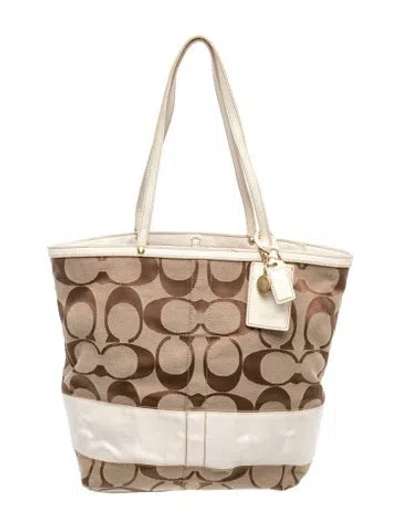 Pre-owned Coach Canvas Tote In Brown