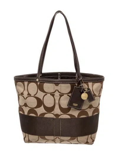 Pre-owned Coach Canvas Tote In Brown