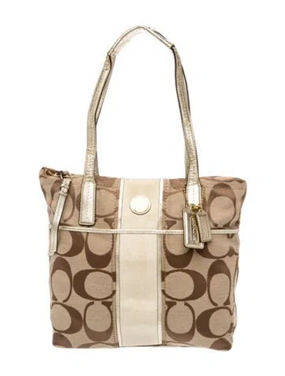 Pre-owned Coach Canvas Tote In Brown