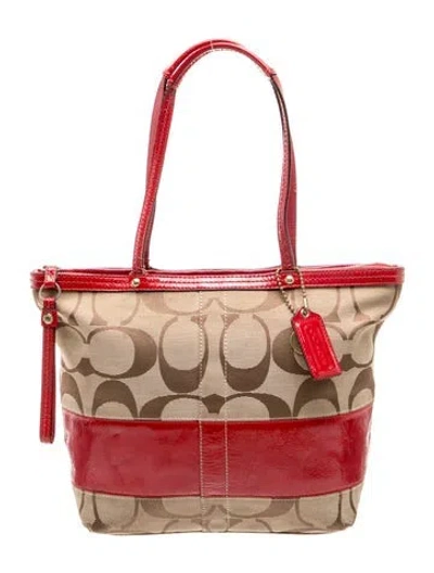 Pre-owned Coach Canvas Tote In Brown
