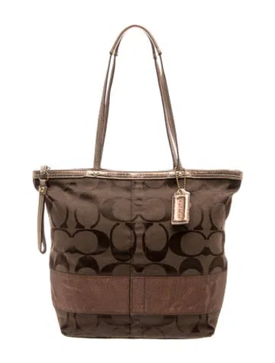 Pre-owned Coach Canvas Tote In Brown