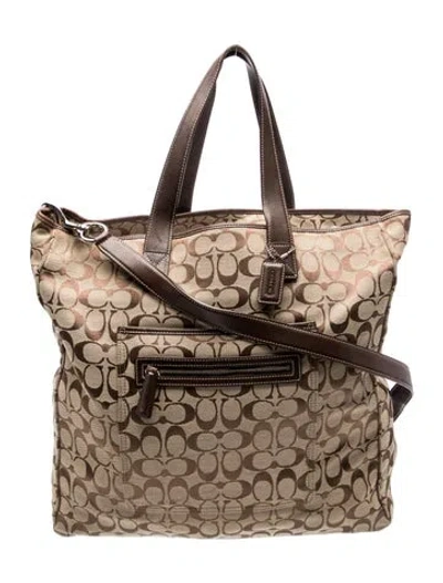 Pre-owned Coach Canvas Tote In Brown/neutrals