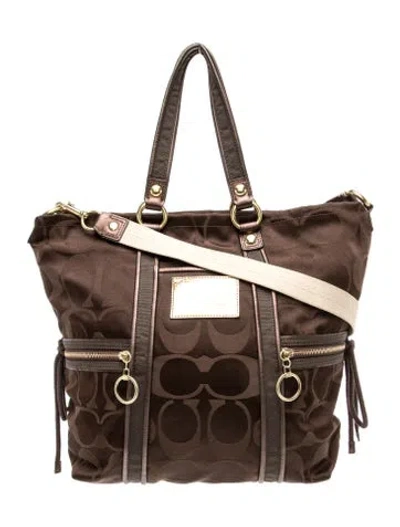 Pre-owned Coach Canvas Tote In Brown/neutrals