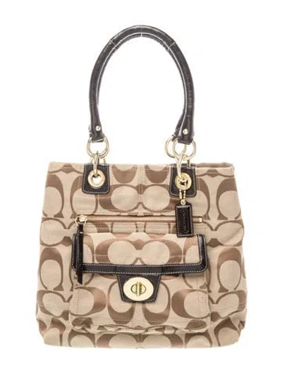 Pre-owned Coach Canvas Tote In Brown/neutrals