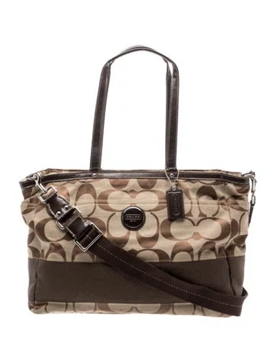 Pre-owned Coach Canvas Tote In Brown/neutrals