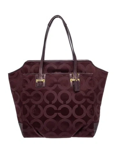 Pre-owned Coach Canvas Tote In Burgundy