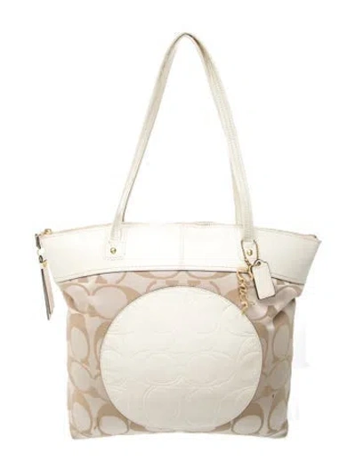 Pre-owned Coach Canvas Tote In Gold