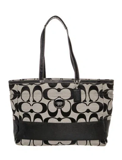 Pre-owned Coach Canvas Tote In Gray