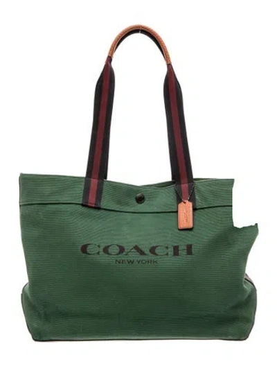 Pre-owned Coach Canvas Tote In Green