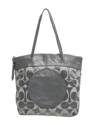 Pre-owned Coach Canvas Tote In Grey