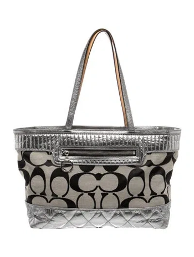 Pre-owned Coach Canvas Tote In Grey