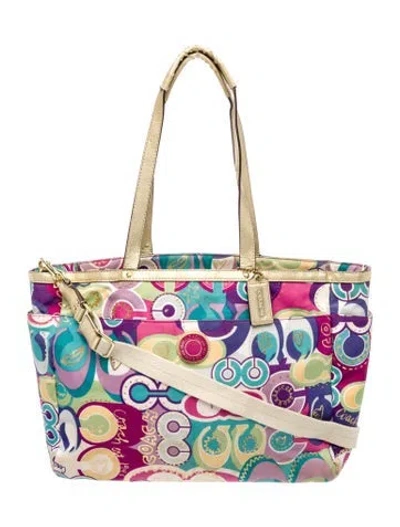 Pre-owned Coach Canvas Tote In Multi