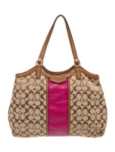 Pre-owned Coach Canvas Tote In Neutral