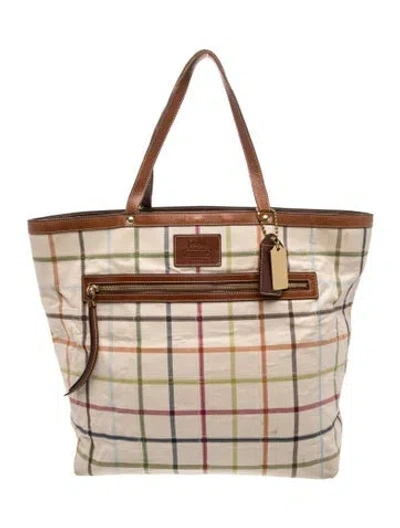 Pre-owned Coach Canvas Tote In Neutral