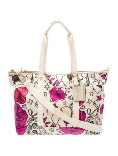 Pre-owned Coach Canvas Tote In Neutral