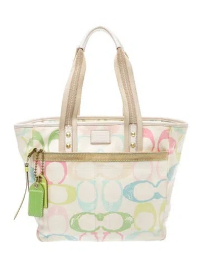 Pre-owned Coach Canvas Tote In Neutral