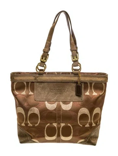 Pre-owned Coach Canvas Tote In Neutral