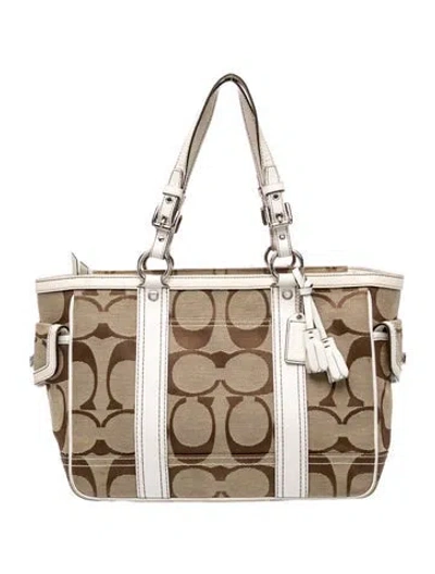 Pre-owned Coach Canvas Tote In Neutral