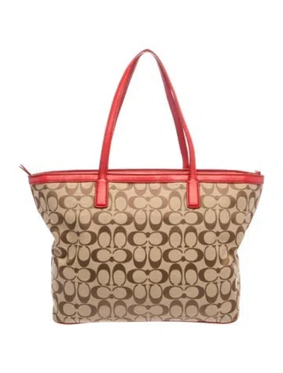 Pre-owned Coach Canvas Tote In Neutral
