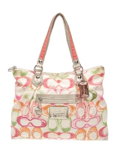 Pre-owned Coach Canvas Tote In Neutral