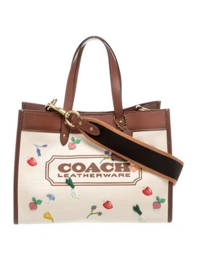 Pre-owned Coach Canvas Tote In Neutrals