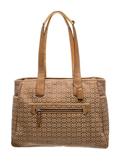 Pre-owned Coach Canvas Tote In Neutrals