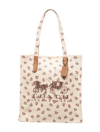 Pre-owned Coach Canvas Tote In Neutrals