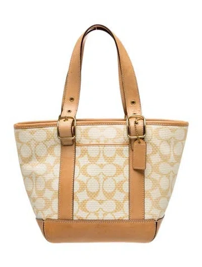 Pre-owned Coach Canvas Tote In Neutrals