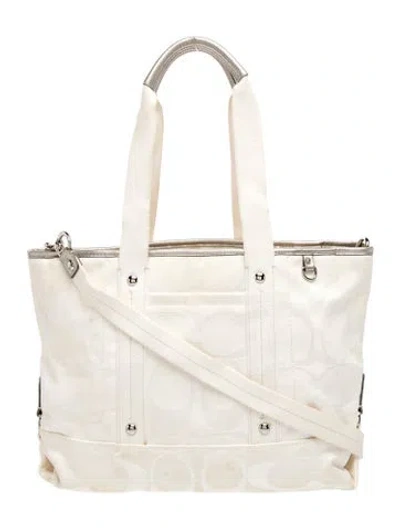 Pre-owned Coach Canvas Tote In Neutrals