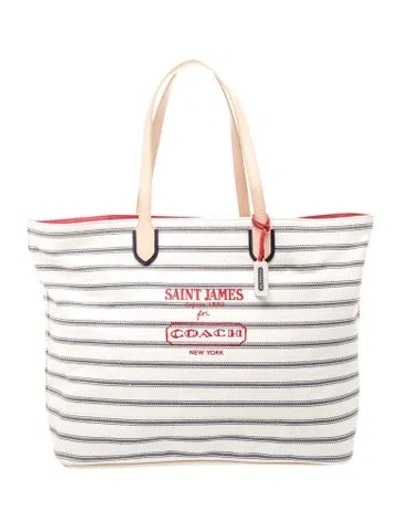 Pre-owned Coach Canvas Tote In Neutrals
