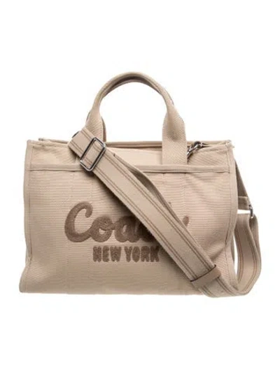 Pre-owned Coach Canvas Tote In Neutrals