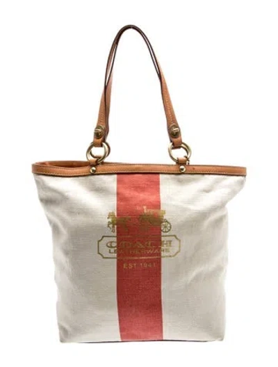 Pre-owned Coach Canvas Tote In Neutrals