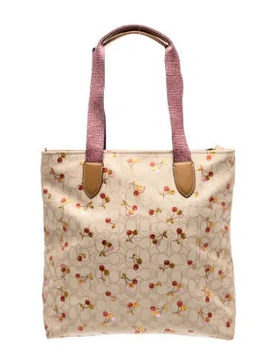 Pre-owned Coach Canvas Tote In Neutrals