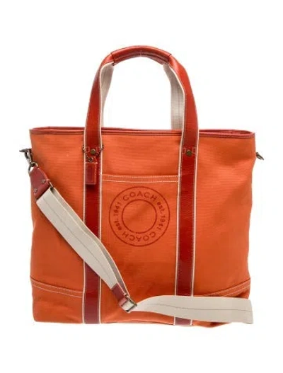 Pre-owned Coach Canvas Tote In Orange