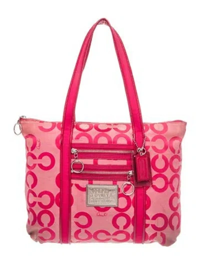 Pre-owned Coach Canvas Tote In Pink