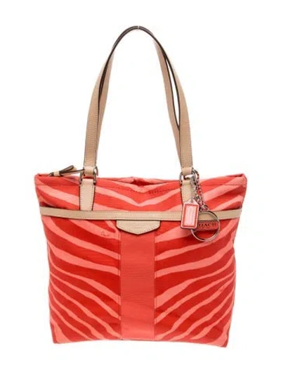 Pre-owned Coach Canvas Tote In Red