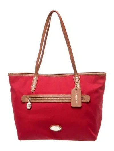 Pre-owned Coach Canvas Tote In Red