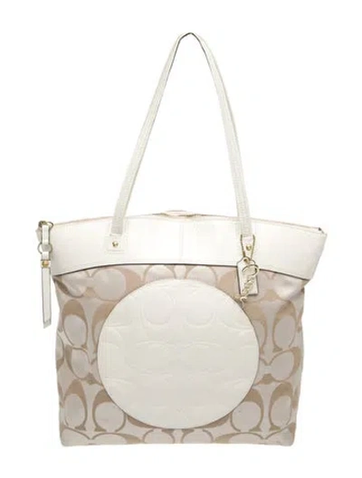Pre-owned Coach Canvas Tote In Silver