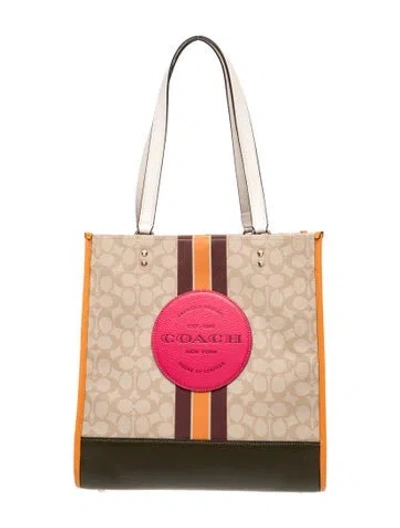 Pre-owned Coach Canvas Tote W/ Tags In Neutrals
