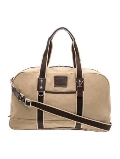 Pre-owned Coach Canvas Weekender Bag In Neutrals